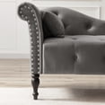 thumbnail image 4 of Velvet Chaise Lounge Indoor, Button Tufted Sleeper Sofa Chair with One Pillow, Upholstered Accent Recliner Chair with Nail Head Trim for Living Room, Bedroom, Gray, 4 of 5