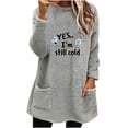 thumbnail image 2 of Ailaofu Womens Fall Long Sleeve T-Shirts Casual Tops for Leggings Loose Soft Blouses with Pocket, 2 of 4