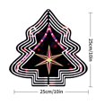 thumbnail image 3 of Stylish Metal Hanging Christmas Tree Wind Spinner - Concentric White Lines Golden Star Colorful Stripes & Festive Red Accents for Garden Decor, 3 of 7