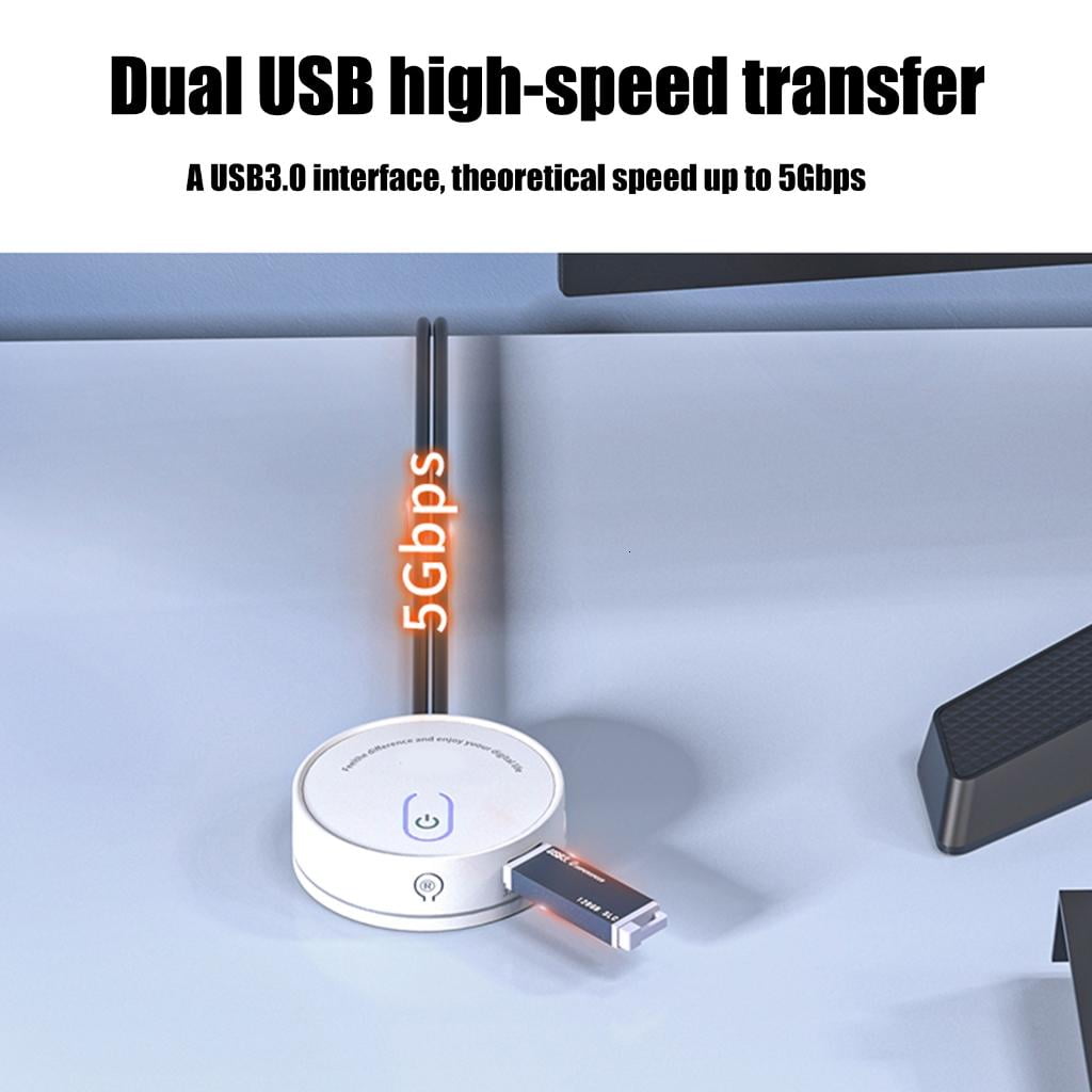 HONCLL External Desktop Power Control Switching with USB Hub and 3.5mm Auditory Port