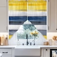 thumbnail image 4 of Yellow Blue Geometric Swag Curtain Valance for Windows, Lines Brush Window Treatments Short Swag Topper for Kitchen Windows Bathroom Bedroom, 36"x63", 4 of 8