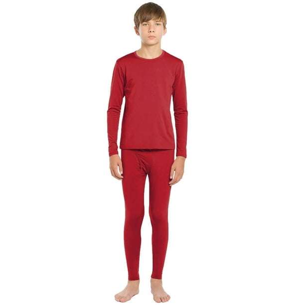 ViCherub Thermal Underwear Set for Boys Long Johns Fleece Lined Kids Base  Layer Thermals Sets Boy Red 