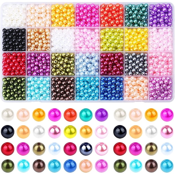 1960 piezas de 6 mm y 28 colores de perlas teñidas ABS, cuentas sueltas, material para hacer pulseras y collares, accesorios de joyería