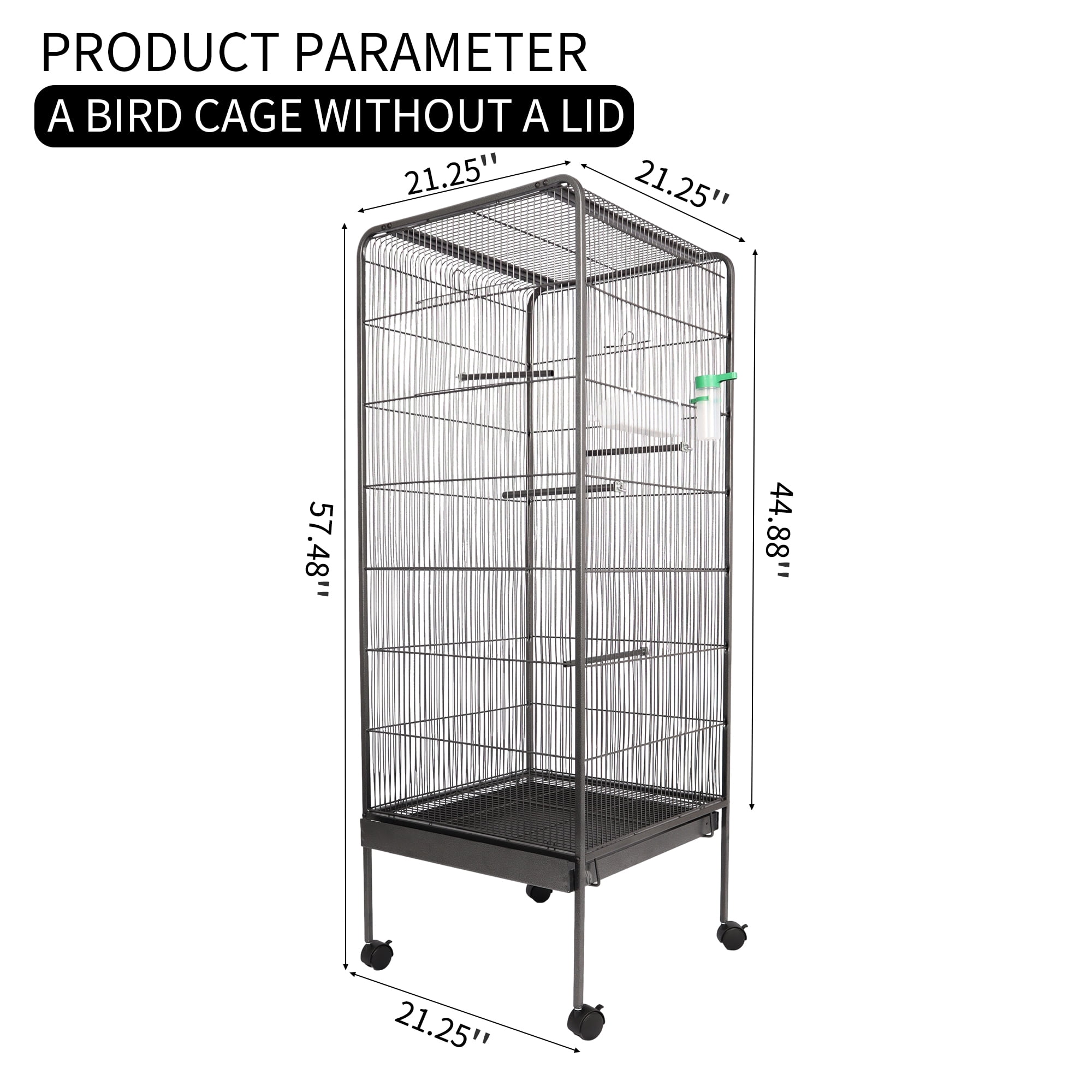 Pefilos 57" Bird Cage for Parakeets, Green Cheek Conures, Pigeons, Indoor Bird Aviaries with Rolling Stand, Metal Bird Aviaries Bird's Nest, Gray Pefilos 57" Bird Cage for Parakeets, Green Cheek Conures, Pigeons, Indoor Bird Aviaries with Rolling Stand, Metal Bird Aviaries Bird's Nest, Gray