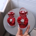 thumbnail image 4 of KPOPLK Girls Sandals Open Toe Cute Flats Dress Sandals Summer Cross Strappy Shoes Toddler/Little Kid/Big Kid Size 6.5,Red, 4 of 8