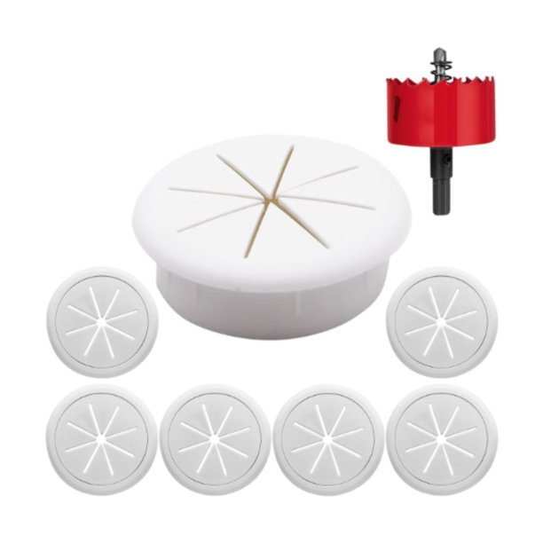 Kit de ojales para gestión de cables, fácil instalación, organizador de cables, orificio roscado para oficina Blanco