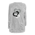 thumbnail image 4 of Womens Fleece Lined Sweatshirt with Pockets,Women's Winter Warm Sherpa Lined Fleece Crewneck Sweatshirt with Pocket Heart Love Printed Thermal Pullover Loungewear Tunic Tops, 4 of 4