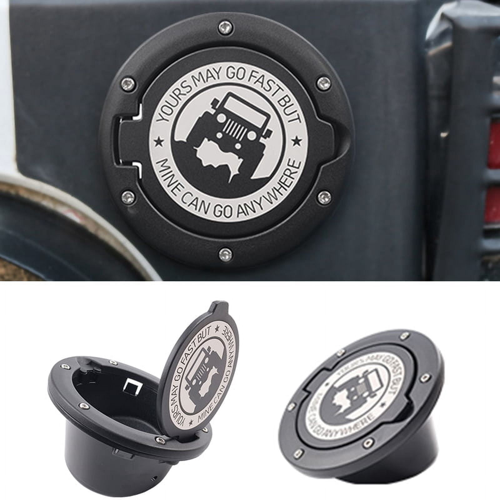 Black-Metal Gas Cap for Jeep Wrangler JK Unlimited 07-17, Precious Cover, Fuel Door, Top