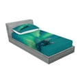 thumbnail image 2 of Ambesonne Nature Fitted Sheet & Pillow Sham Set, Misty Winter Day, Twinxl, Petrol Blue Lime Green, 2 of 2