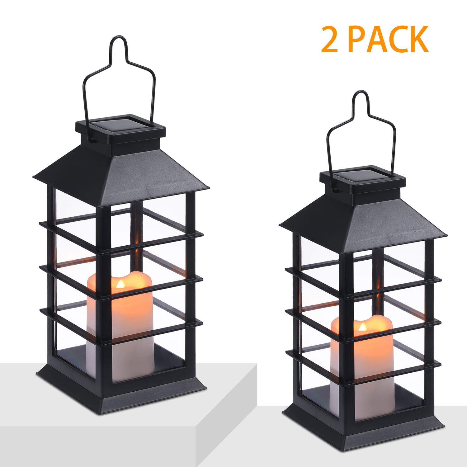 Solar Latern Hanging LED Solar Powered Lantern Solar Lights Outdoor Decorative for Patio Landscape Yard with Warm White Flameless Candles Flickering 4 Pack