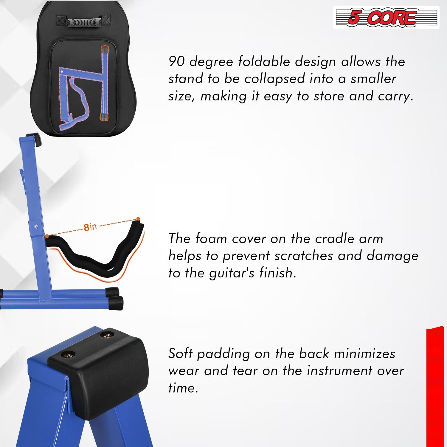 Double Guitar Stand Floor Adjustable Heavy Duty A Frame Universal Folding Acoustic Electric Bass Mandolin Banjo Violin Holder Stands For On Stage Studio,2PCS  Blue