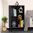 thumbnail image 4 of LELELINKY 5 Cube Open Shelf 5-Cube Storage Organizer Standard Wood Bookcase Bookshelf Wall Shelf 38" Tall Narrow Bookcase Display Stand Home Office, Black, 4 of 7