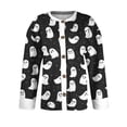 thumbnail image 4 of IYYVV Womens Halloween Cardigan Sweaters Ghost Print Button up Cardigans Fall Winter Warm Sweater Coats Black XL, 4 of 5