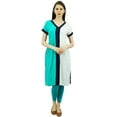 thumbnail image 2 of Bimba Straight Kurti With Contrast Pannel Pattern Rayon Casual Tunic With Pockets, 2 of 9