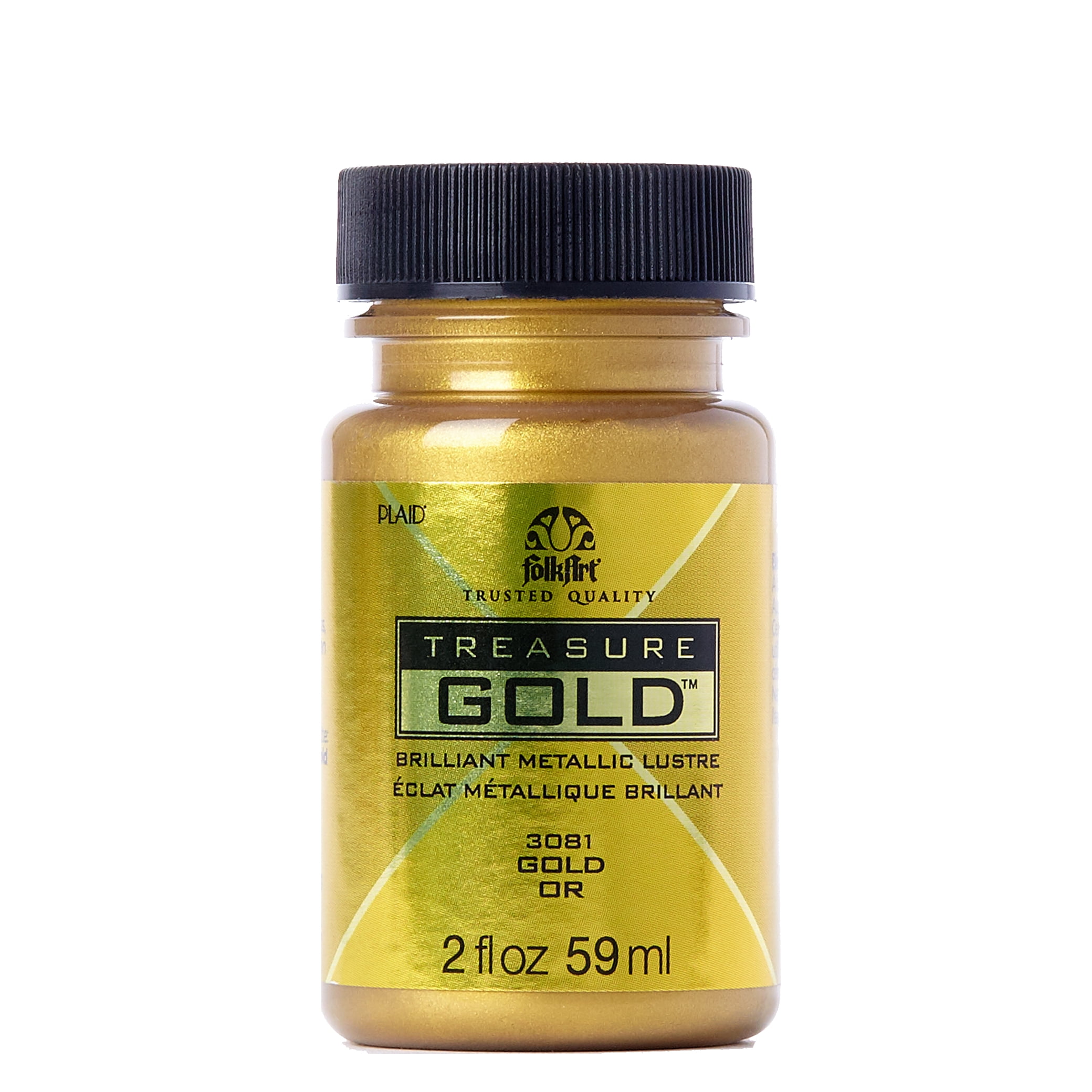 FolkArt Treasure Gold Multi-Surface Acrylic Craft Paint, Gloss Sheen, Gold, 2 fl oz