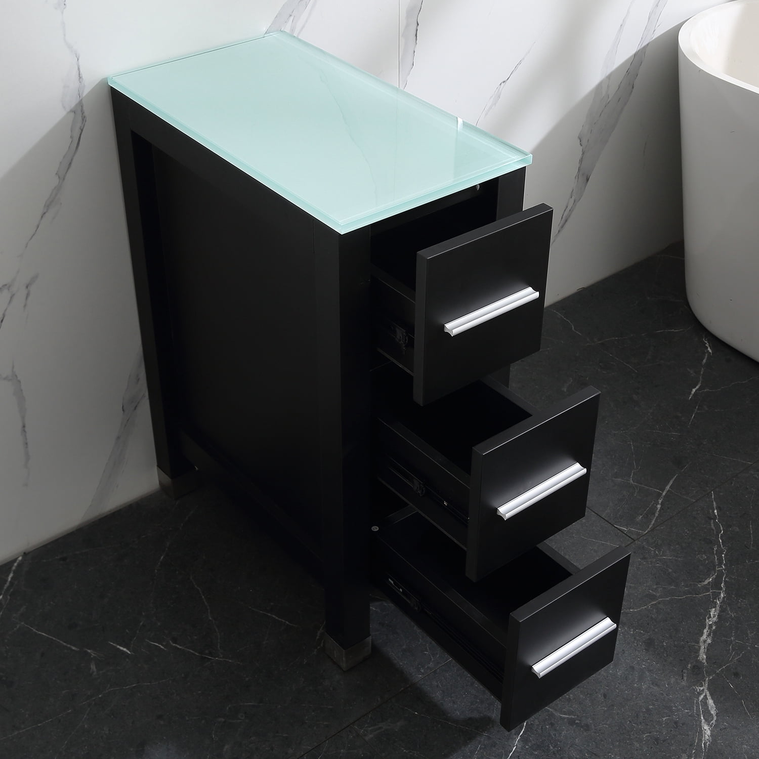 12inch Height Bathroom Cabinet White 3 Drawers End Table