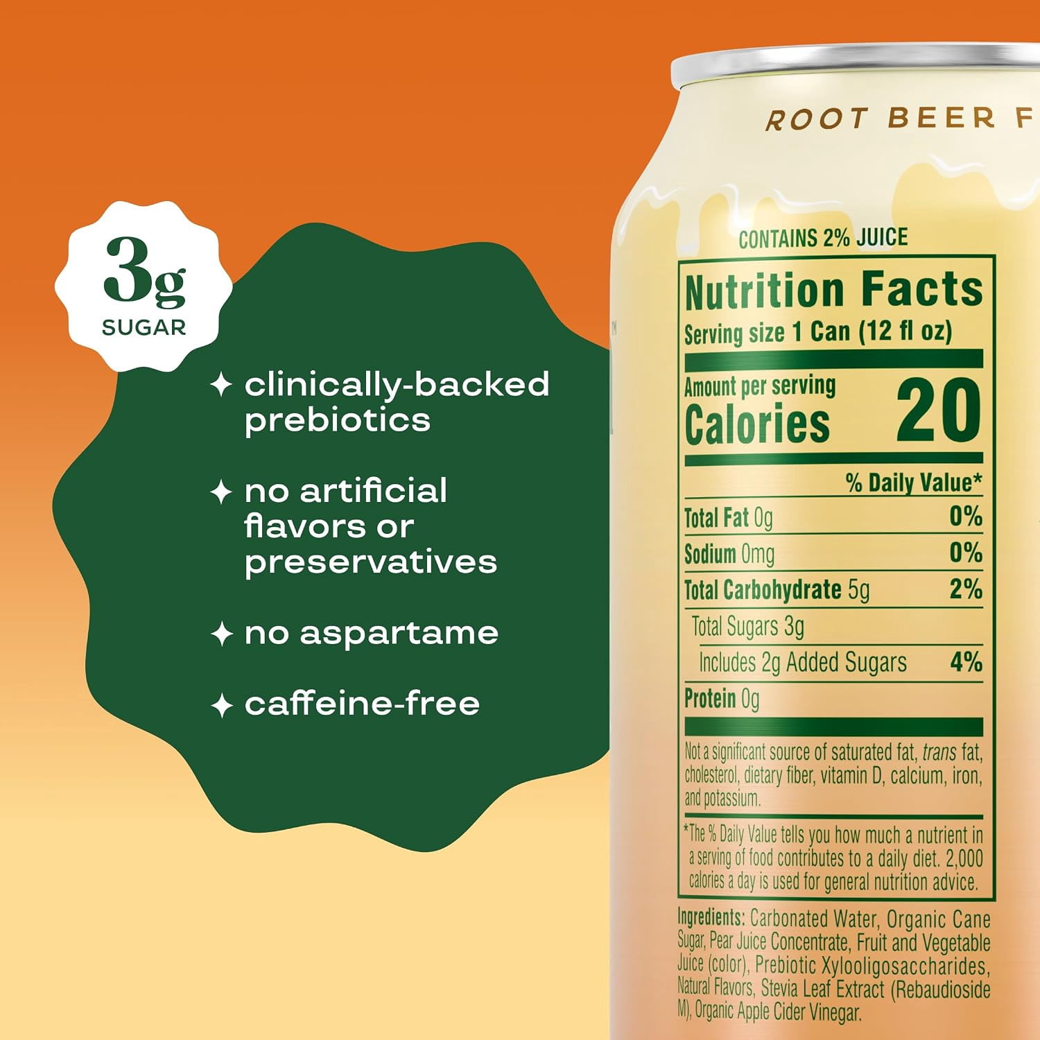 Bloom Pop Prebiotic Soda, Rootbeer Float, 12-Pack, 12oz Cans, No Caffeine