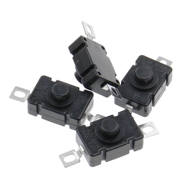 100Pcs 18X12MM KAN Flashlight Switch 1.5A 250VAC Self Locking Patch Type Push Button Switch 2PONOff Small Switches KAN28