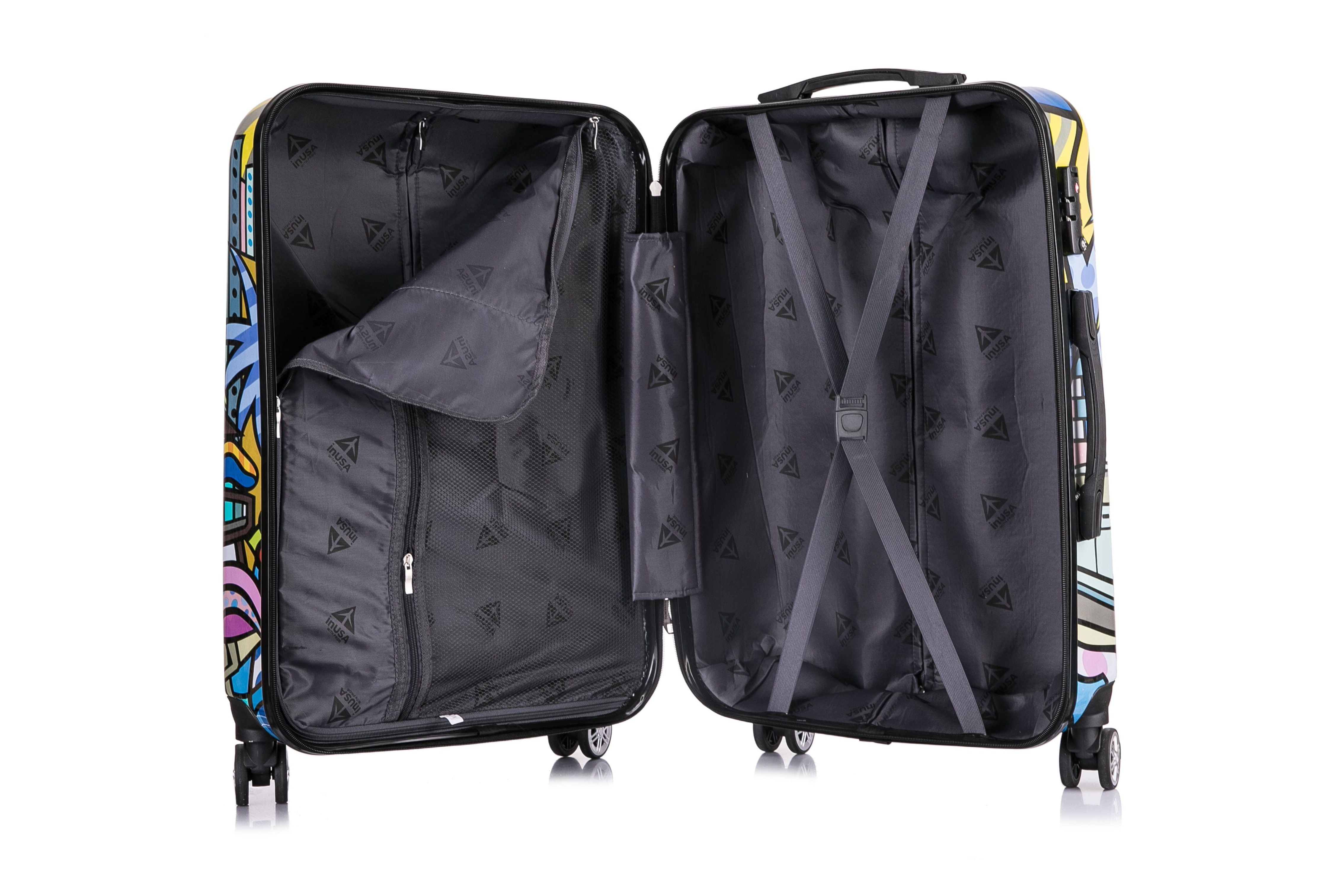 InUSA Print 24" Hardside Checked Luggage with Spinner Wheels, Handle and Trolley, Miami