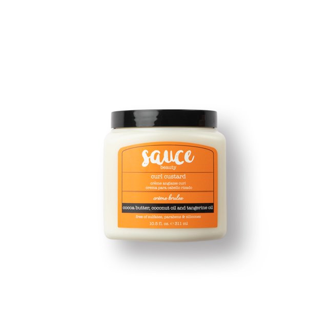 Sauce Beauty Crema para rizos Crme Brulee Curl Custard (10.5 onzas líquidas) Crema para desenredar y definir rizos con manteca de cacao, aceite de coco y aceite de mandarina, crema para peinar el cabe