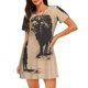thumbnail image 1 of Balery Child And Lion Sketch Camisón de manga corta con cuello redondo para mujer, cómodo y elegante., 1 of 6