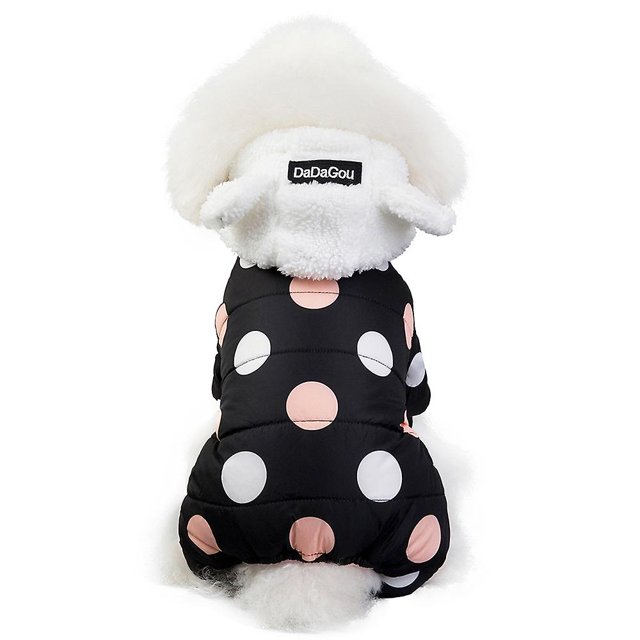 s Ropa acolchada de algodón de cuatro patas con puntos redondos grandes para perros ropa de otoño e invierno para mascotas