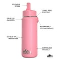 thumbnail image 2 of Hydrapeak Mini 20oz Kids Water Bottle with Straw Lid, Stainless Steel Double Wall Insulated Water Bottle for Kids | Leak-Proof and Spill-Proof Kids Water Bottle for School, Cold 24 Hours (Bubblegum), 2 of 7