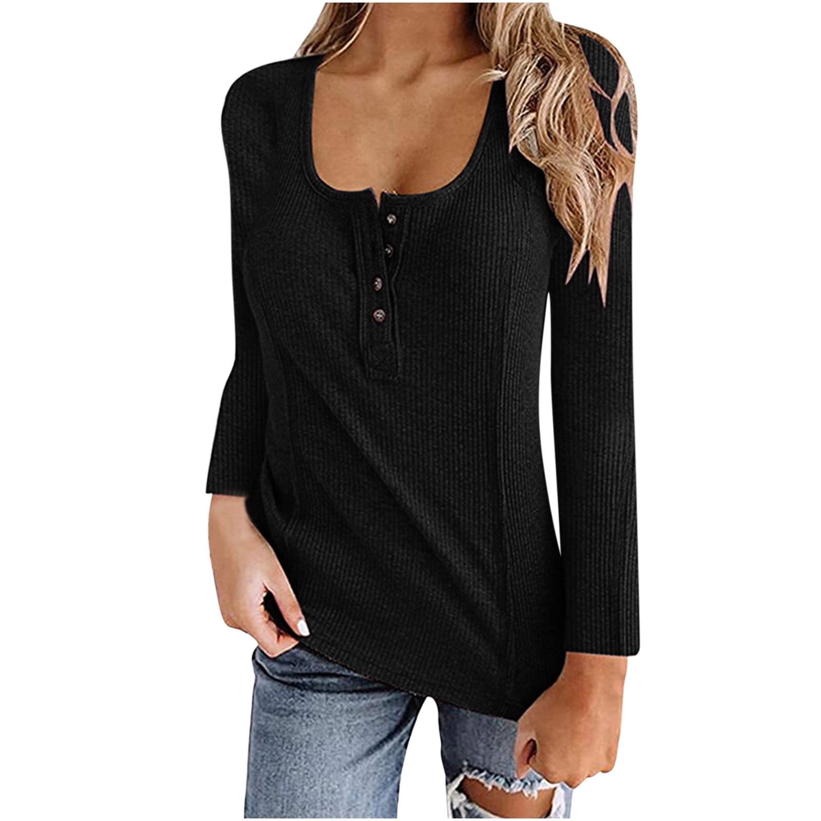 Scyoekwg Womens Long Sleeve Tee Shirt Fall Fashion Loose Fit Comfy ...