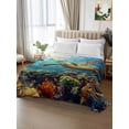 thumbnail image 2 of Ocean Turtle Twim XL Size Flat Sheet, Wrinkleproof & Fadeproof Cooling Flat Bed Sheet Only, Summer Beach Underwater Coral Fish Sea Breathable Soft Bedding Top Sheets 66 x 102 Inches, 2 of 8