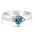 thumbnail image 2 of 14k White Gold 0.75ct TDW Treated Blue Round Solitaire Diamond Ring(H-I ,SI1-SI2), 2 of 5