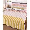 thumbnail image 3 of Quilts Full Size, Colorful Stripe Soft Comforter Bedding Set for Bed, Modern Pink Red Yellow Vertical Striped Lightweight Quilted Bedspread with Pillow Cover(2 Pieces) for All Season, 78x90 Inch, 3 of 6