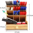 thumbnail image 2 of Caja de almacenamiento de escritorio, suministro multifunción, papelería, soporte para bolígrafos de madera maciza, estante de almacenamiento para mesa, organización, 2 of 5