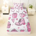 thumbnail image 3 of Manfei Coquette Bow Gift Twin Sheet Sets For Kids,Pink Cupcake Bow Boot Bedding For Girls,3 Pieces, 3 of 6
