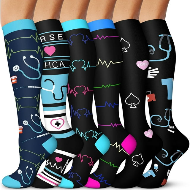 3/6 Paires de Bas de Compression pour Femmes et Hommes 15-20 mmHg - Meilleur Soutien pour Infirmières, Course, Randonnée, Récupération et Bas de Vol