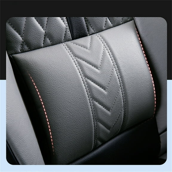 Black Gray PU Leather 5-Seats Car Seat Covers Cushion Front & Rear Set Universal