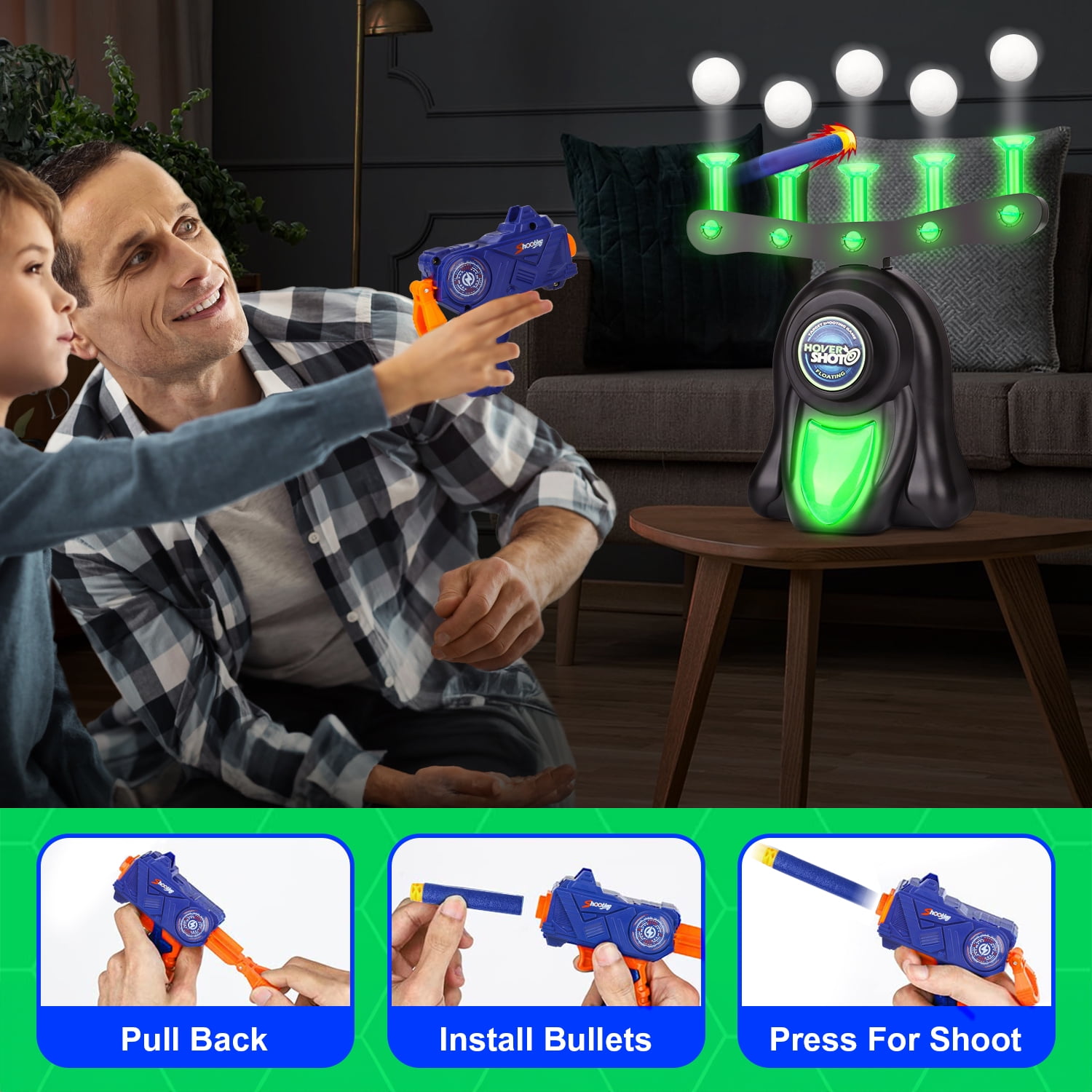 Huge Wave Shooting Games Toys for Boys 4-12 Years, Hover Floating Shooting Target Foam Dart, with 12 Soft Balls, Indoor & Outdoor Christmas Birthday Gifts for Kids
