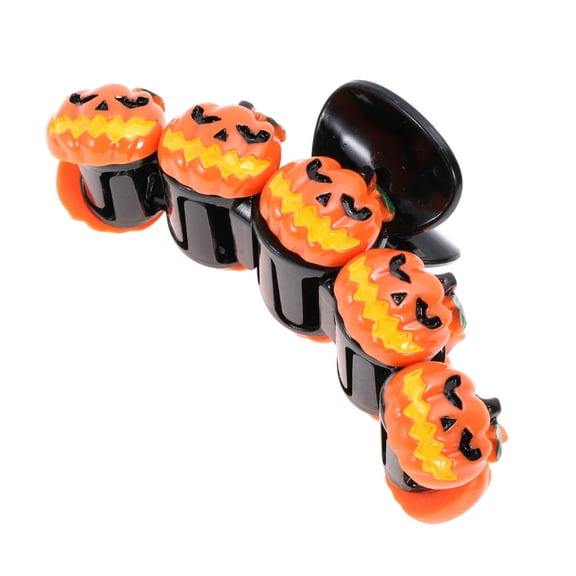 Unique Bargains 1 Pc Claw Clip Halloween Pumpkin Hair Clip for Women Black Orange