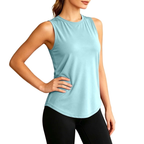 WDDDD Women‘s Workout Tank Tops Sleeveless Racerback Quick Dry Athletic Shirts Light Blue XXL