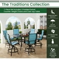 thumbnail image 4 of Hanover Traditions 7-Piece Outdoor High Dining Patio Set, 6 Counter-Height Padded Sling Swivel Chairs and 56" Round Cast Aluminum Table, Brushed Bronze Finish, Rust-Resistant, All-Weather, 4 of 9