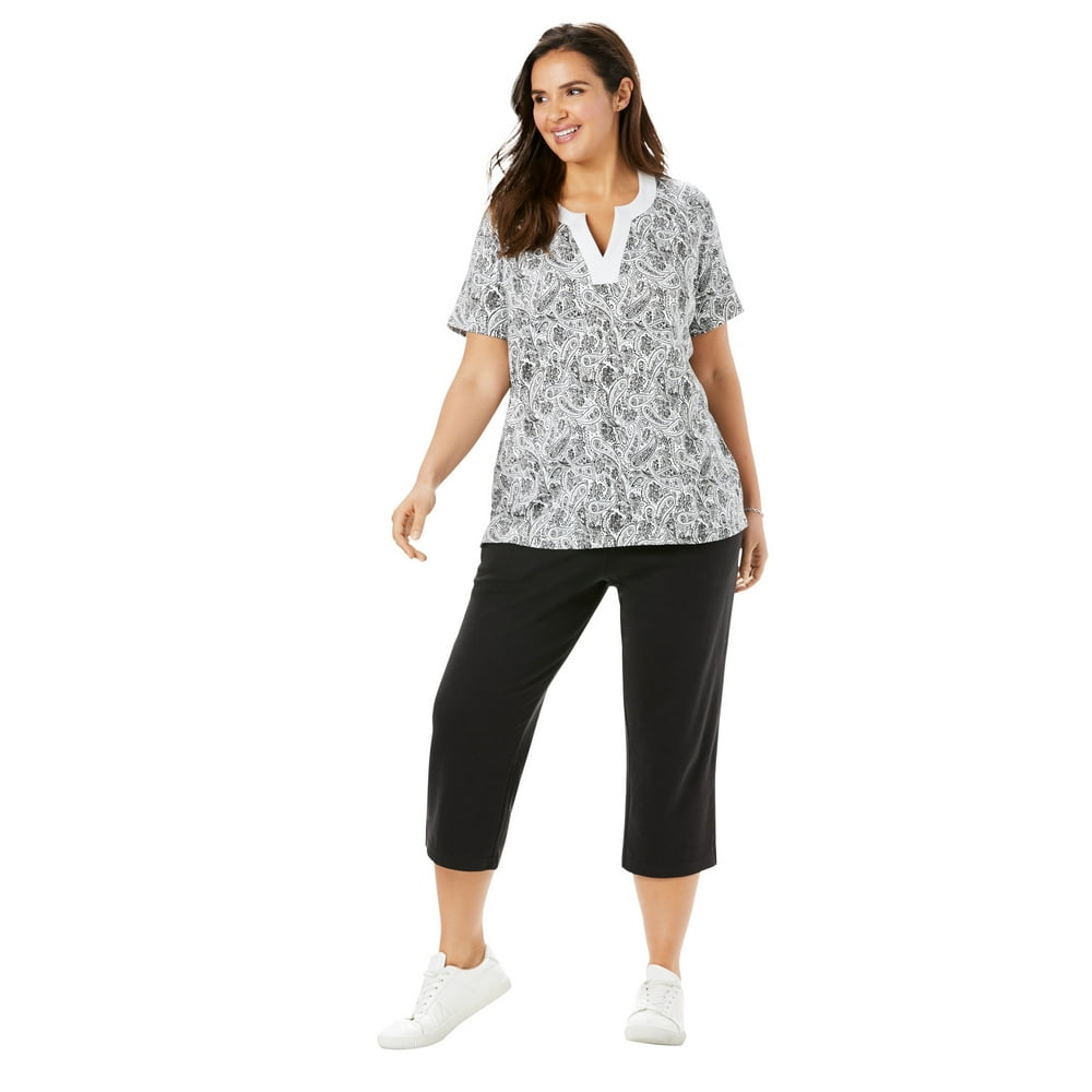 Woman Within - Woman Within Women's Plus Size 2-Piece Tunic and Capri ...