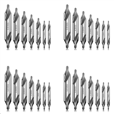 28 Pcs Center Drill Bits Set 60-Degree Angle Center Drill Bits Kit Countersink Tools for Lathe Metalworking