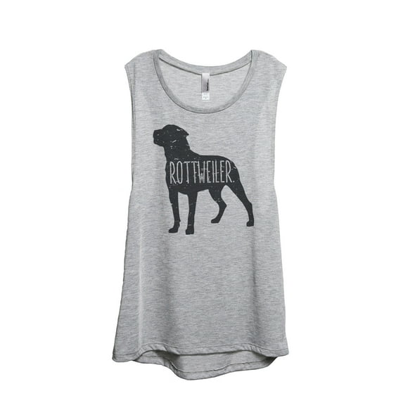 Thread Tank Rottweiler Dog Silhouette Women's Sleeveless Muscle Tank Top Sport Grey Small