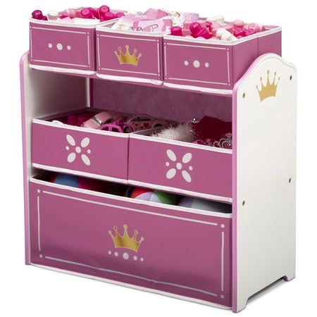 - Delta Children Princess Crown Multi-Bin Toy Organizer, White/Pink