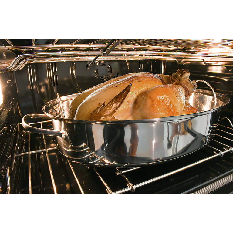 Chef Pomodoro Deluxe Large Carbon Steel Roasting Pan with U-Rack, 18.5 x  14.5-Inch, Extra-Large, Grey – The Ultimate Solution for Flawless Roasts