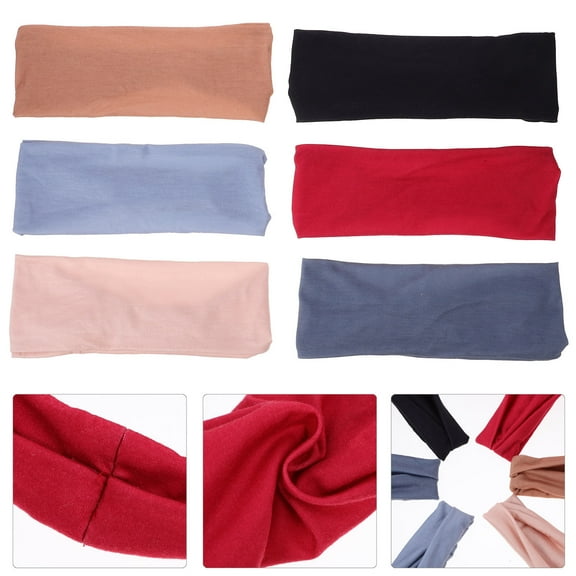 OFFIGAM Sweat Band Assorted Color Elastic Headband for Sport Use 6Pcs