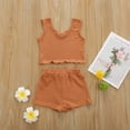 thumbnail image 3 of MHZLDYZ Girls Clothing Children's Set Summer New Sleeveless Tank Top Solid Color Shorts Two Piece Set Party Birthday School Shirts for Girls 10-12 Girls 10-12 Summer Outfits (Orange,90), 3 of 5