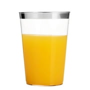 100 Silver Plastic Cups 16 Oz Clear Plastic Cups Tumblers Silver Rimmed Cups Fancy Disposable Wedding Cups Elegant Party Cups with Silver Rim