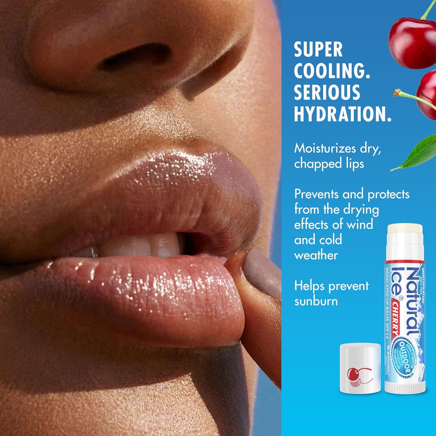 Mentholatum Natural Ice Cherry Flavor Medicated Lip Balm, Hydrating Lip Care for Dry, Chapped Lips, Moisturizing Formula with SPF 15 Helps Prevent Sunburn, Protection for Smooth, Soft Lips (48 pack)