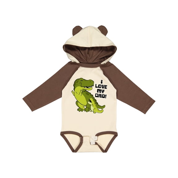 Inktastic I Love my Dad with Baby and Daddy Tyranasaurus Rex Boys or Girls Long Sleeve Baby Bodysuit