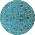 thumbnail image 1 of Ahgly Company Indoor Round Oriental Light Blue Industrial Area Rugs, 8' Round, 1 of 4